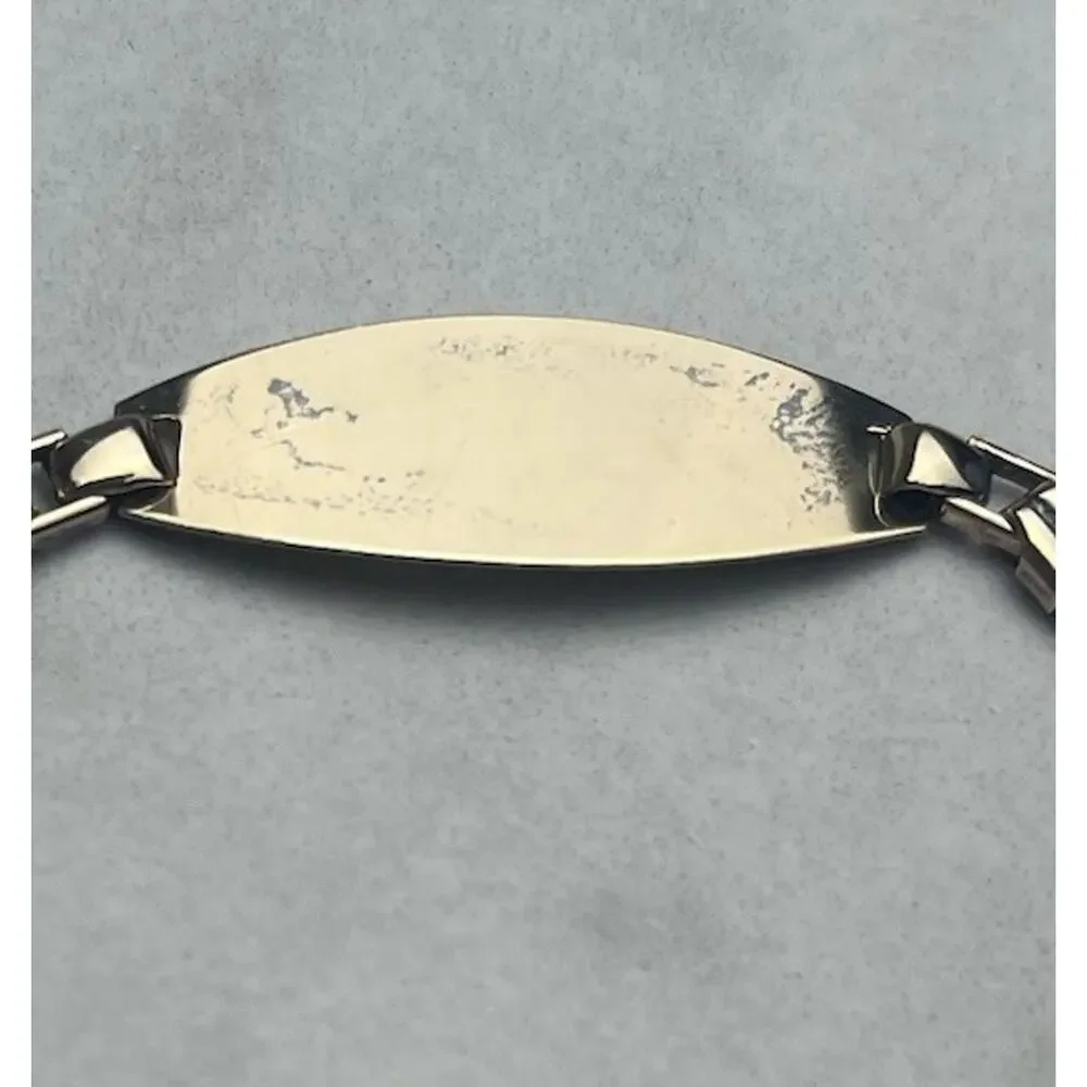 Gold Filled Sterling Silver Military ID Bracelet Chain BLANK Vintage Mid Century
